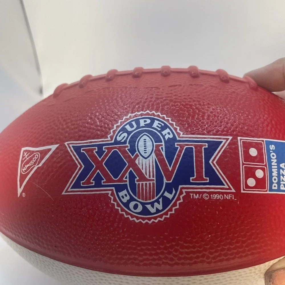 Hutch Official NFL Super Bowl XXVI White And Red Blue 1990 Souvenir Football